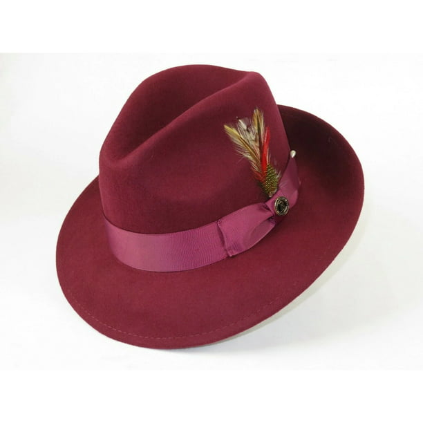 New Bruno Capelo 100% Australian Wool Derby Dress Hat Black,Brown,Burgundy,Navy